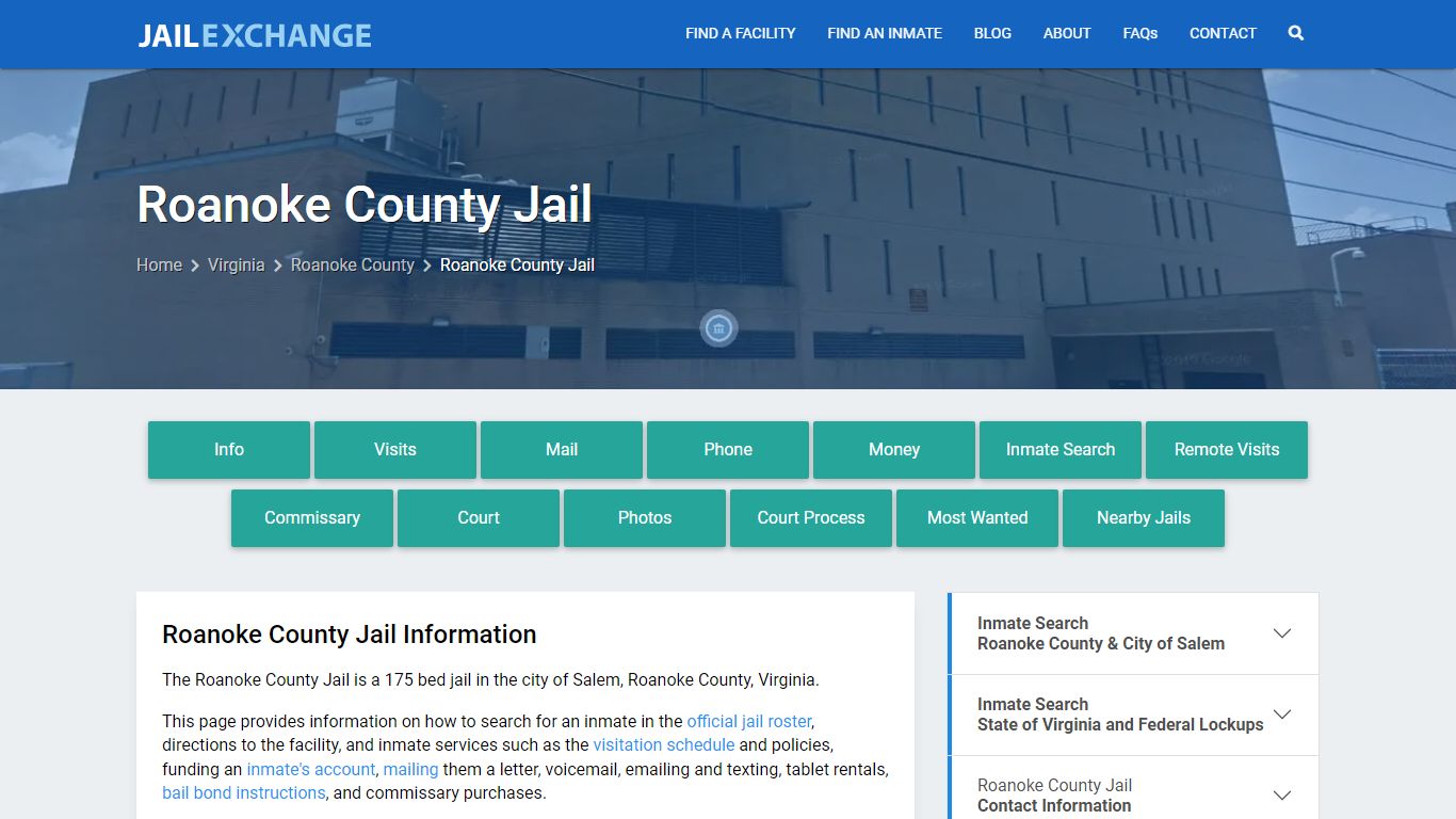 Roanoke County Jail, VA Inmate Search, Information